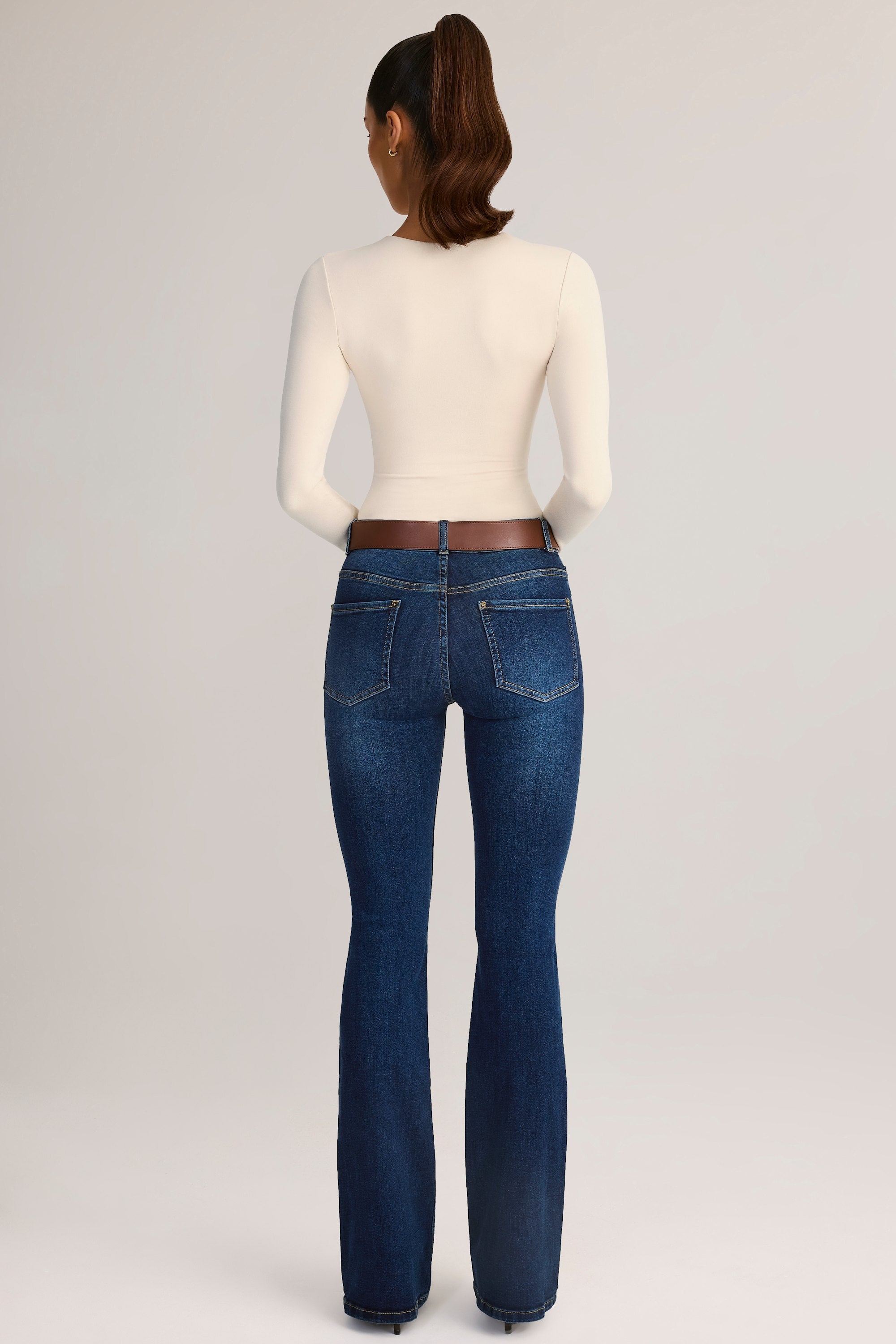 Mid-Rise Flared Jeans in Indigo