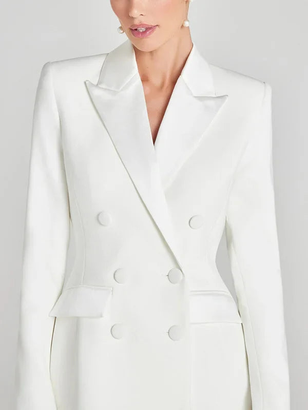 Ana | Blazer Bianco Doppiopetto in Raso