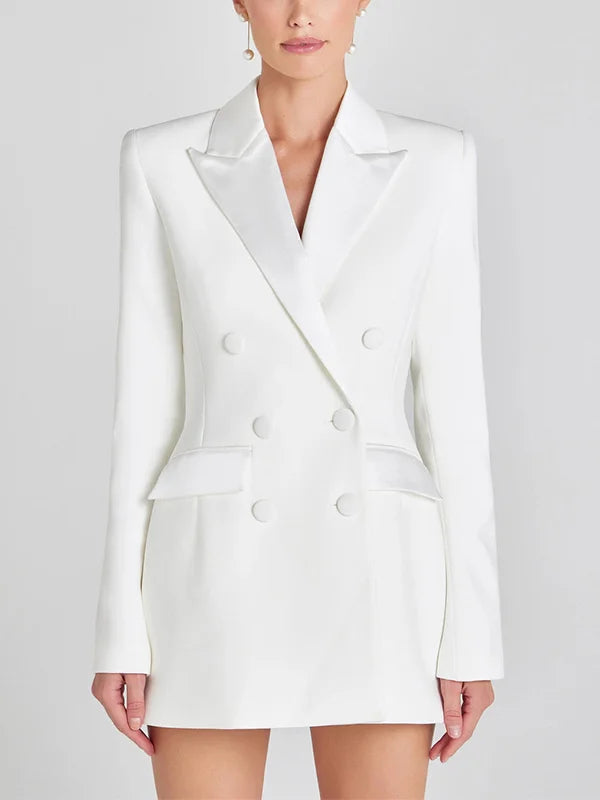 Ana | Blazer Bianco Doppiopetto in Raso