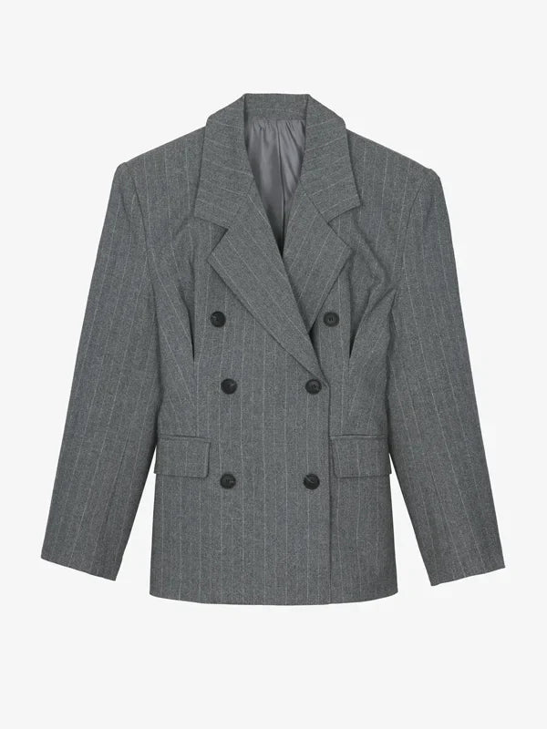 Zelia | Blazer Grigio Striato con Cintura