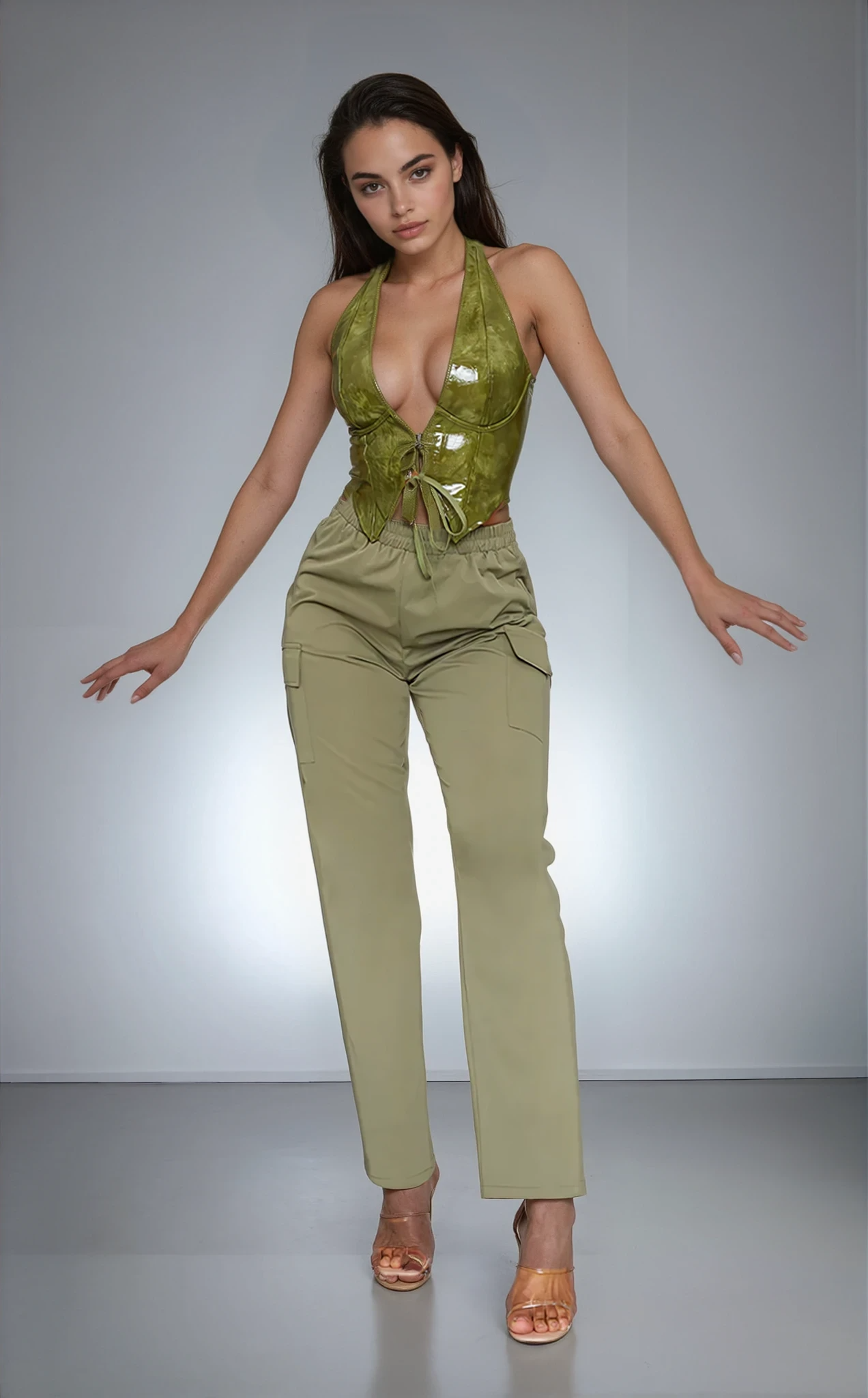 Silvia- Faux Leather Halterneck Top