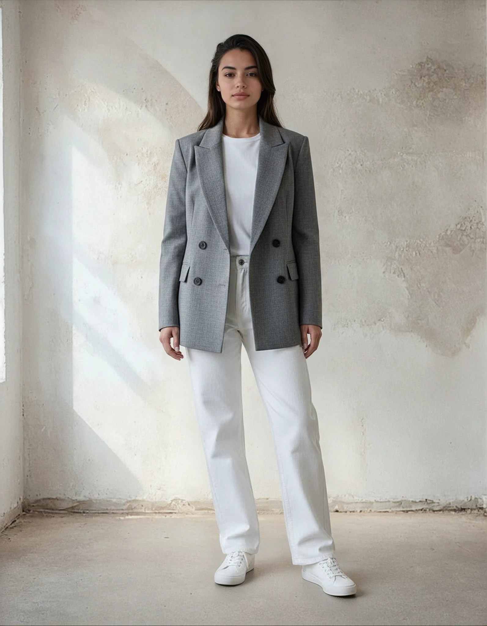 Zelia | Blazer Grigio Striato con Cintura