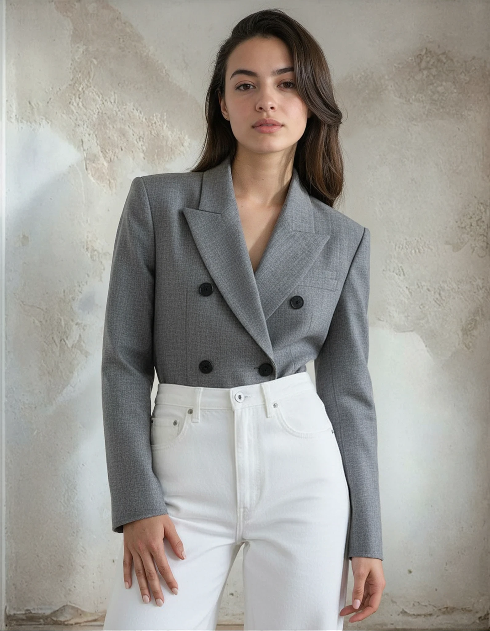 Zelia | Blazer Grigio Striato con Cintura