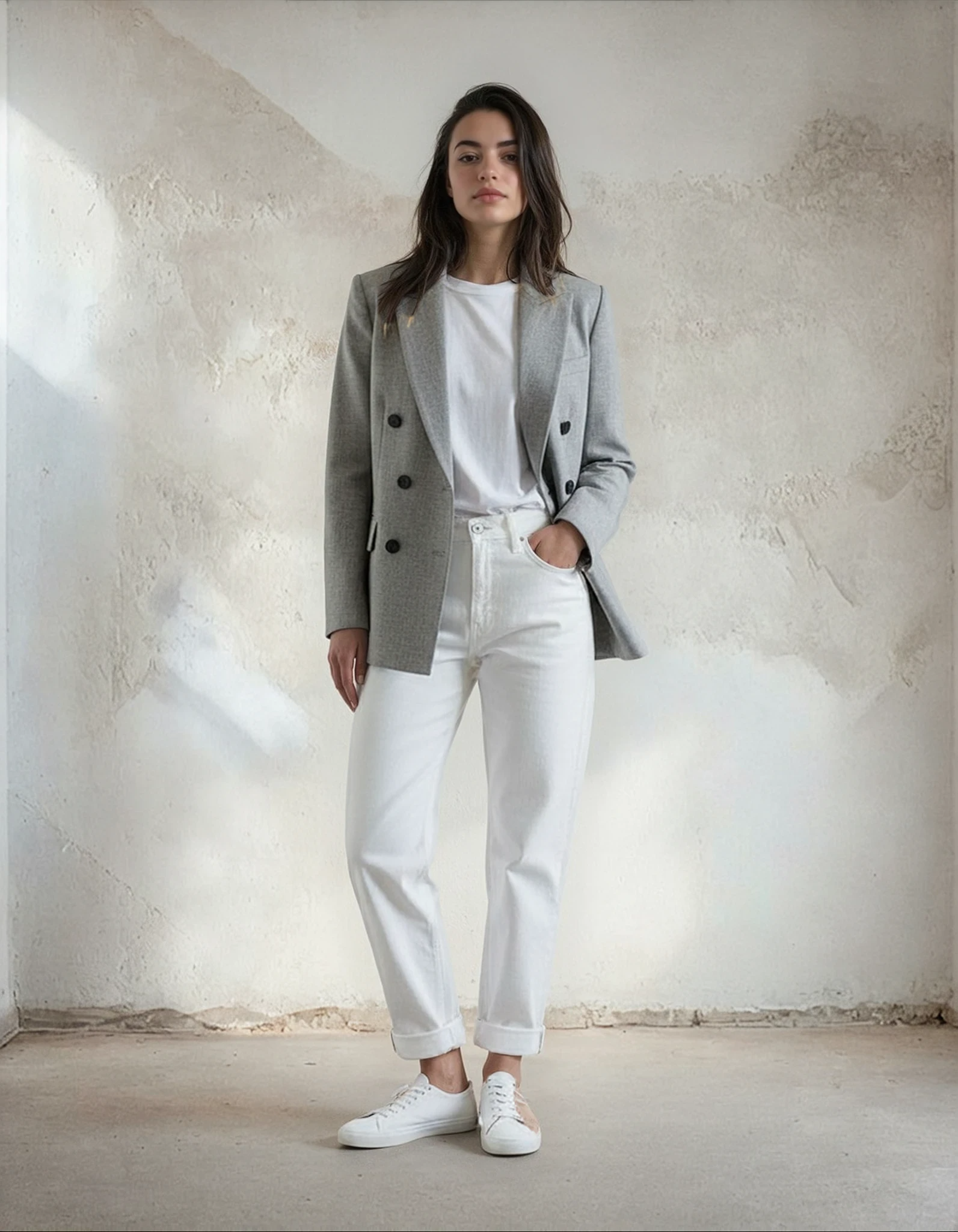 Zelia | Blazer Grigio Striato con Cintura